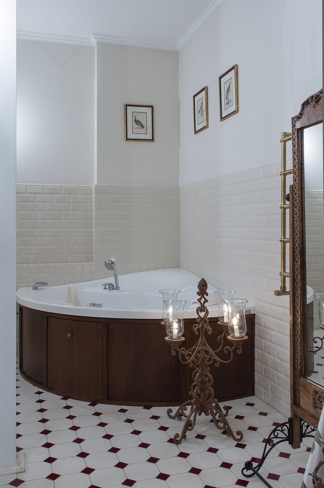 bañera de esquina de estilo clásico