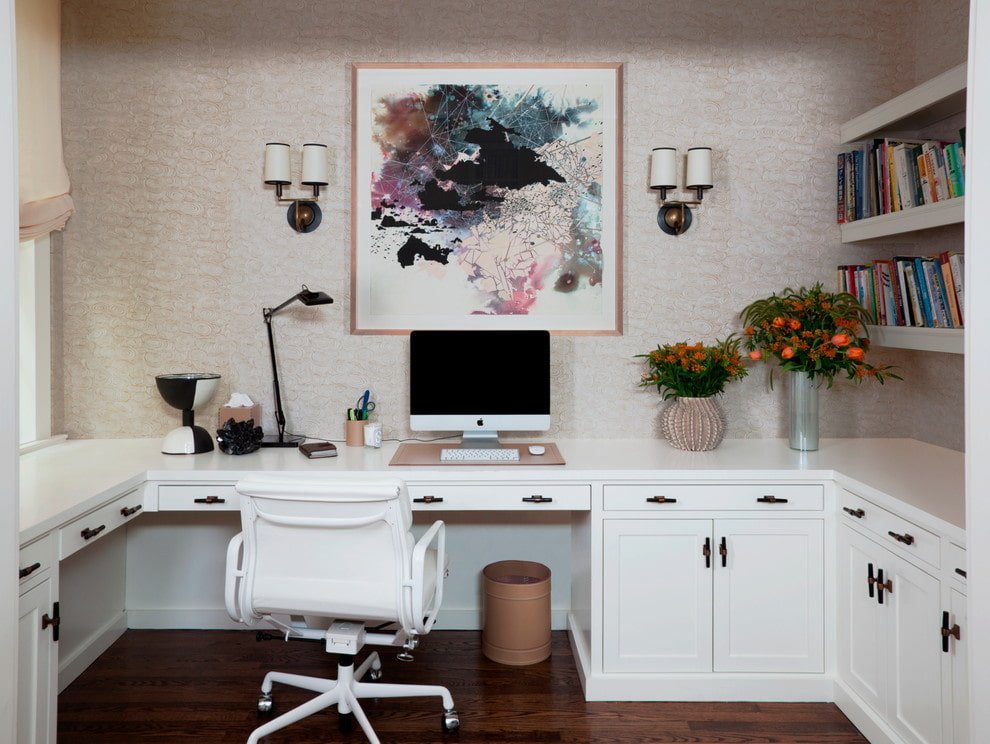 escritorio de computadora de esquina blanco