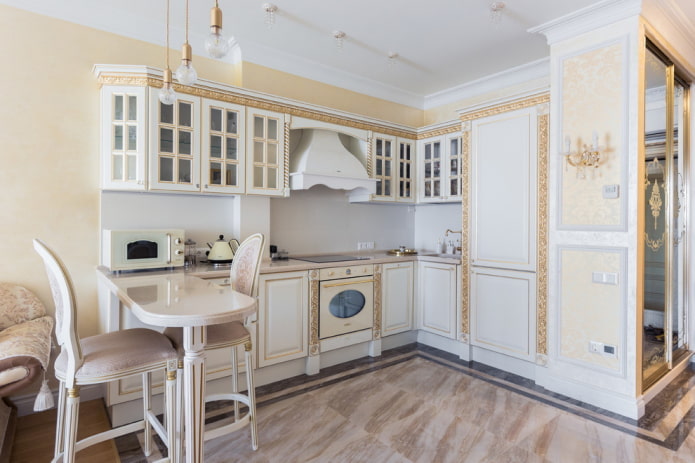 interior de cocina en colores claros