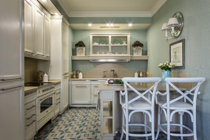 Cocina esquinera de estilo provenzal