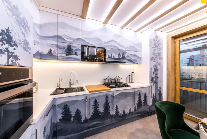 cocina en forma de esquina de estilo moderno