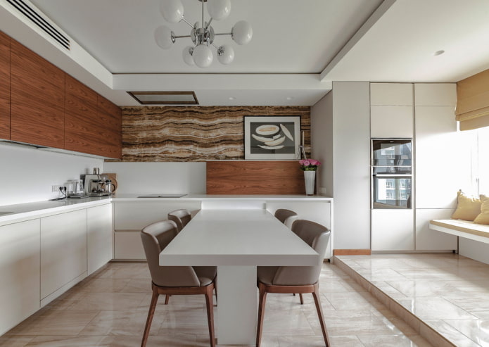 Comedor en el interior de la cocina en forma de rincón