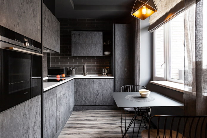 interior de la cocina en forma de L