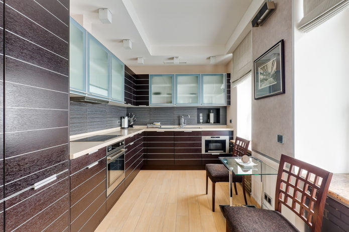 interior de la cocina en forma de L