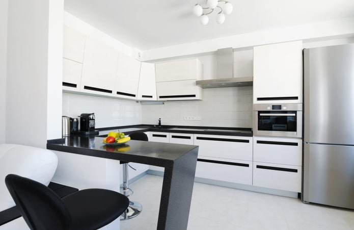 cocina de esquina con barra