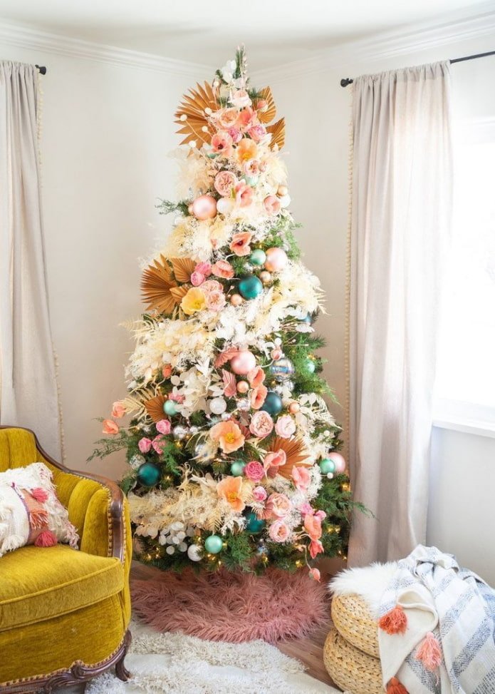 Árbol de Navidad en flores