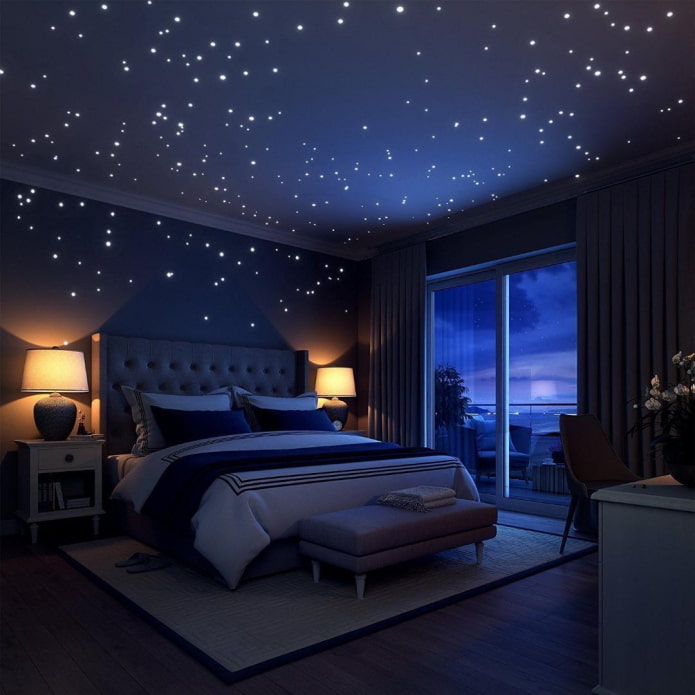 Cielo nocturno en el dormitorio