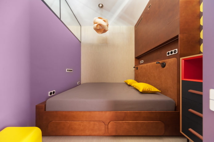 esquema de colores de un dormitorio estrecho
