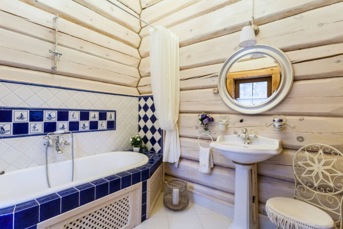 acabado de baño con madera