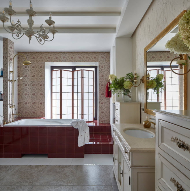 Podio de baño con azulejos