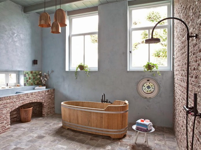 diseño de baño de estilo rural