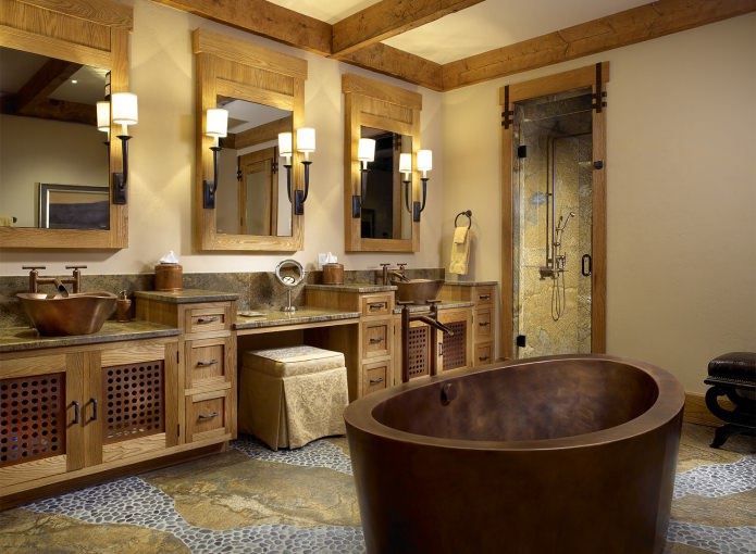 diseño de baño de estilo rural