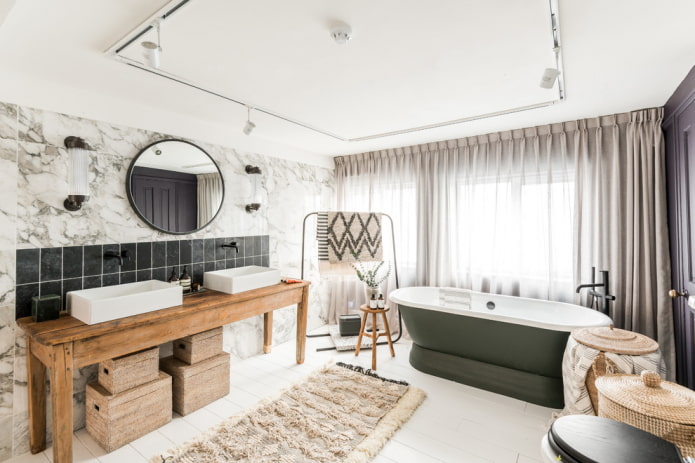 Decoración de baño con textiles