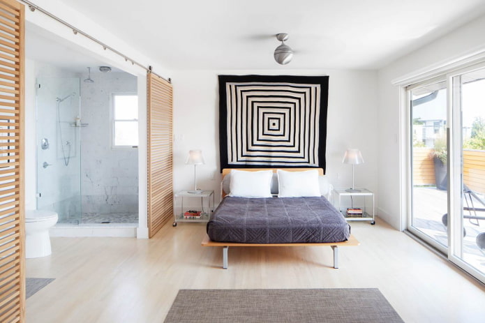 Ducha en un dormitorio escandinavo
