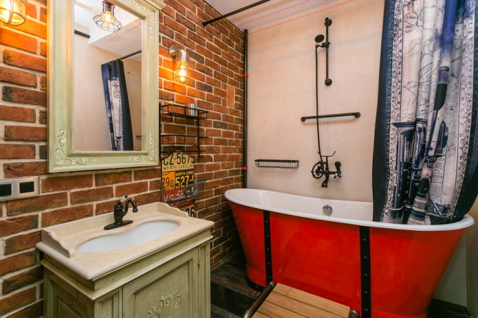 fontanería en el baño estilo loft