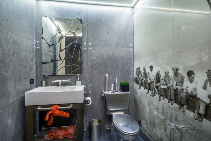 esquema de color de un baño en estilo loft