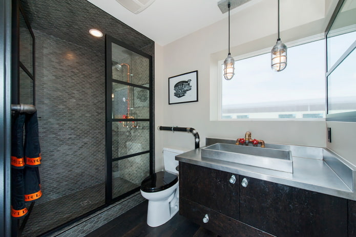 diseño de baño en estilo loft