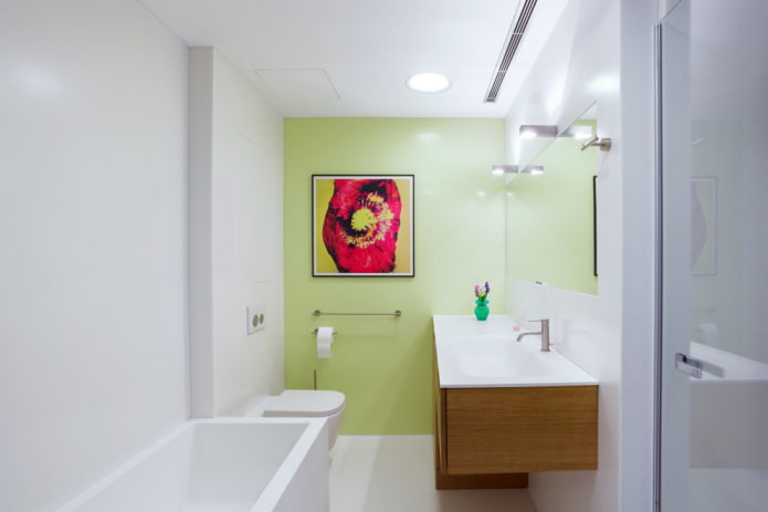 pared pistacho en el baño