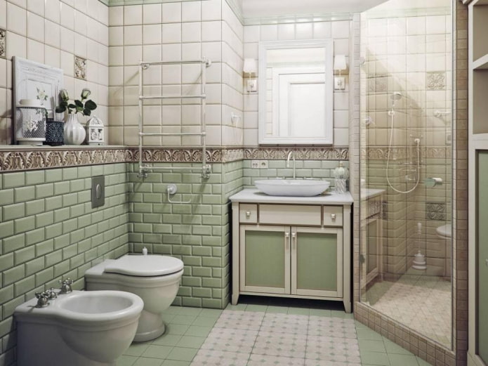 Cabina de ducha esquinera en el baño