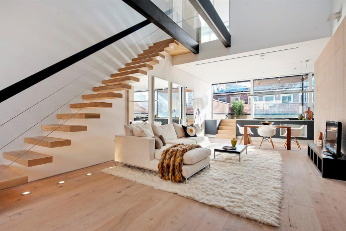 Sala de estar beige en la casa