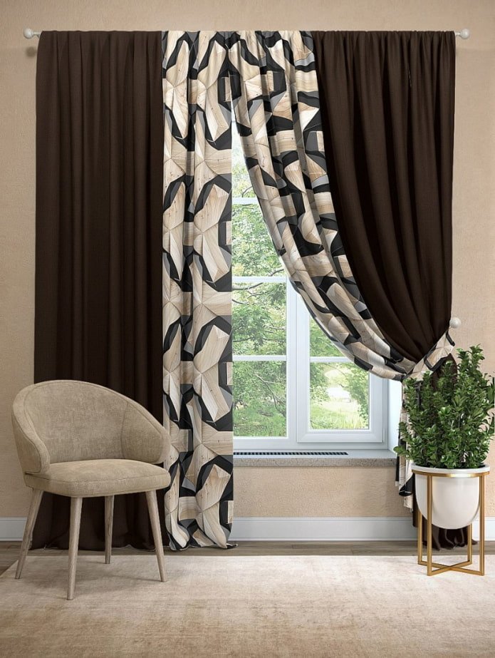una combinación de dos tipos de cortinas