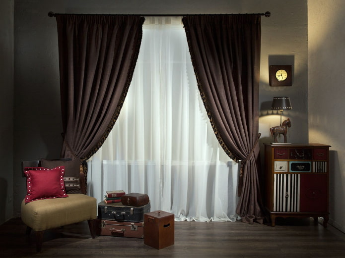 cortinas marrón oscuro