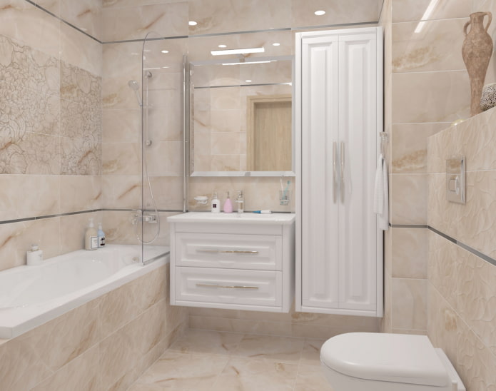 acabado de baño de mármol beige