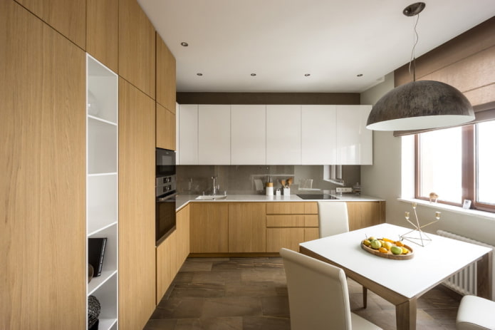 combinación de blanco y madera
