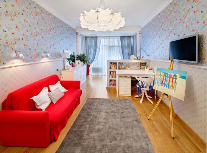 diferentes tipos de papel pintado en la habitación de los niños