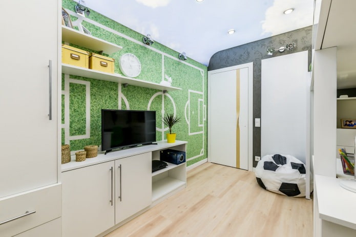 papel tapiz líquido verde con imitación de campo de fútbol