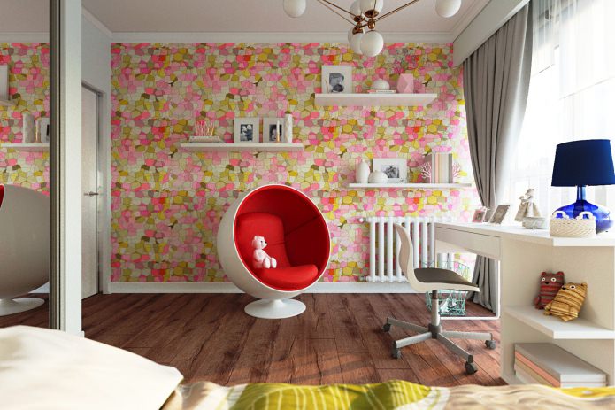 papel pintado original no tejido en una habitación infantil