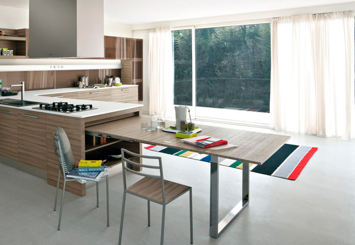 Mesa de comedor extraíble en el interior