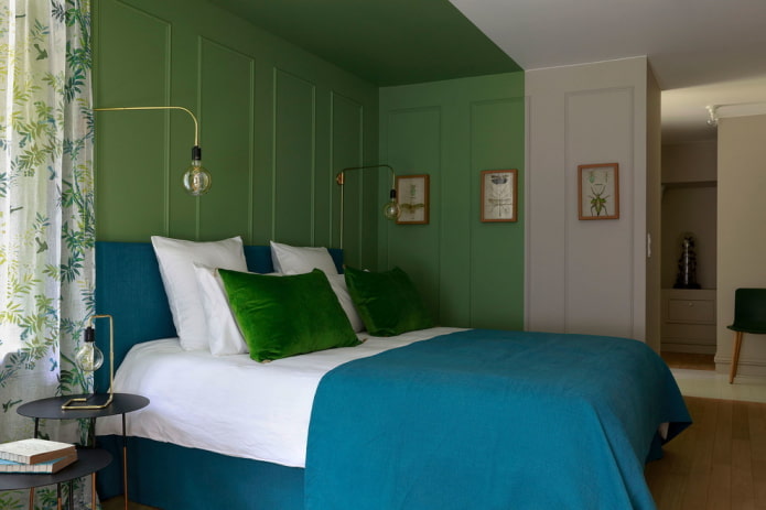 Decoración de dormitorios en tonos verdes