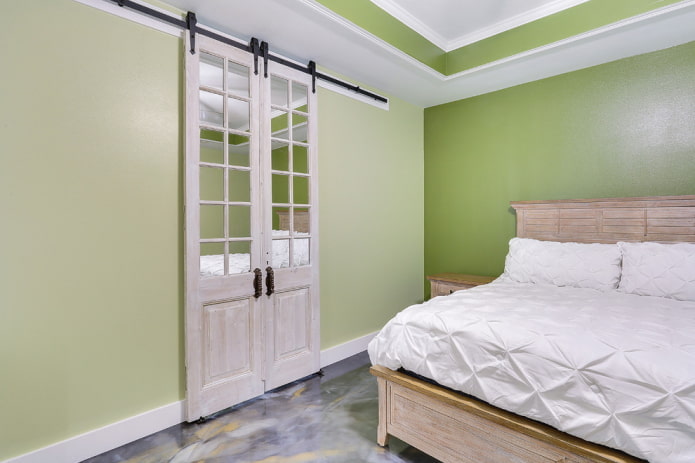 decoración de dormitorio en tonos verdes
