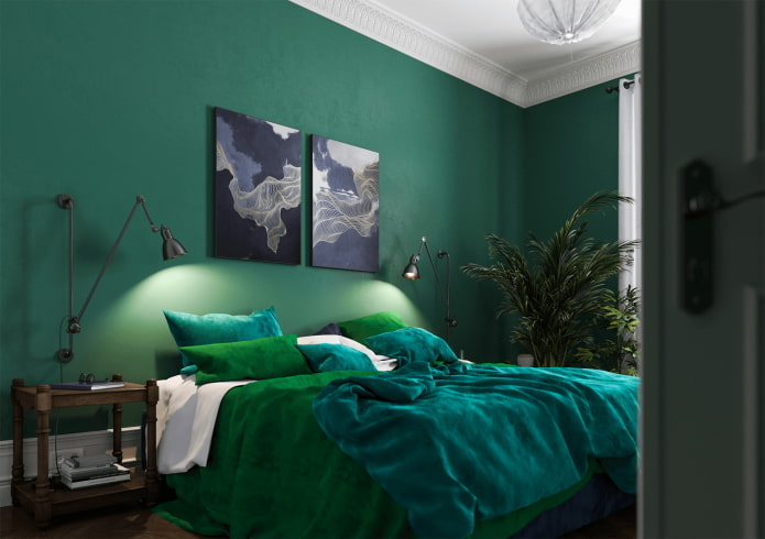 decoración de dormitorios en tonos verdes