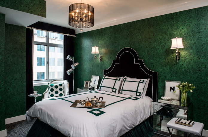 Muebles del dormitorio en tonos verdes