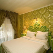 Dormitorio verde: tonos, combinaciones, elección de acabados, muebles, cortinas, iluminación-1