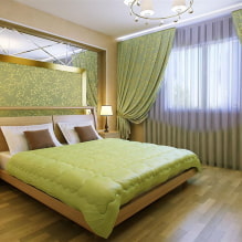 Dormitorio verde: tonos, combinaciones, elección de acabados, muebles, cortinas, iluminación-8