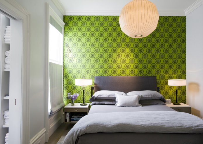 papel pintado verde de estilo moderno