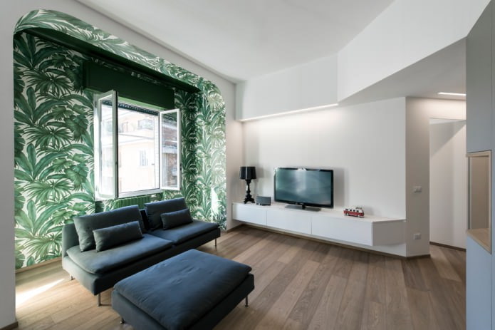 papel pintado verde con imagen de plantas