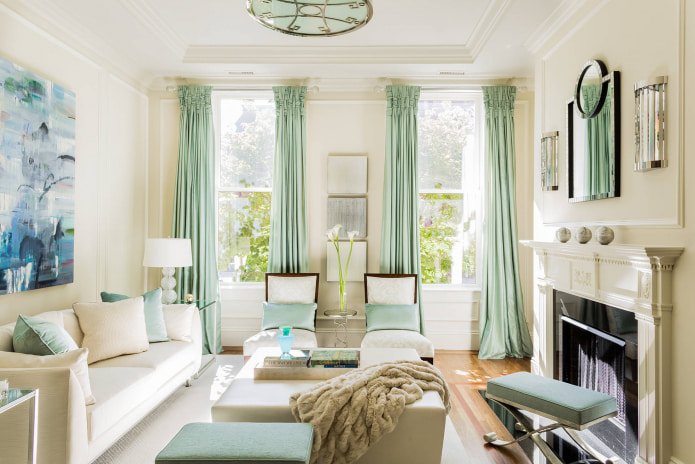 Cortinas y textiles en color menta
