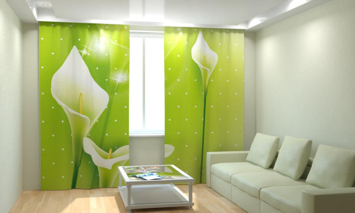 flores de cala en cortinas con foto