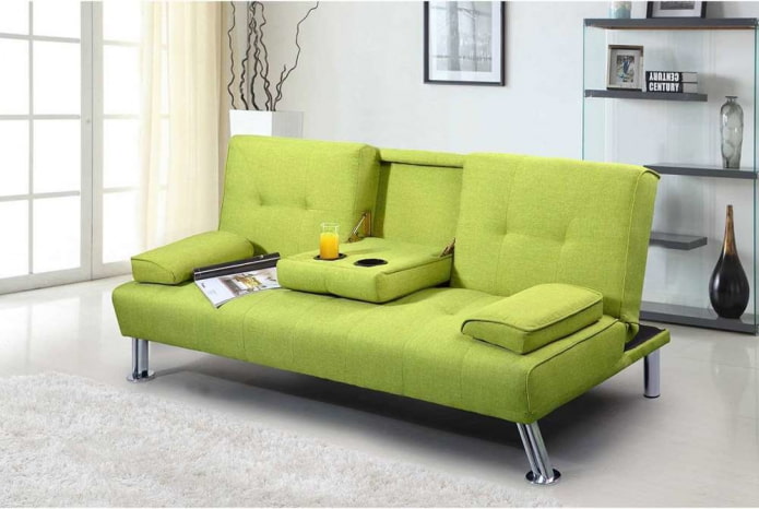 sofa-libro verde en el interior