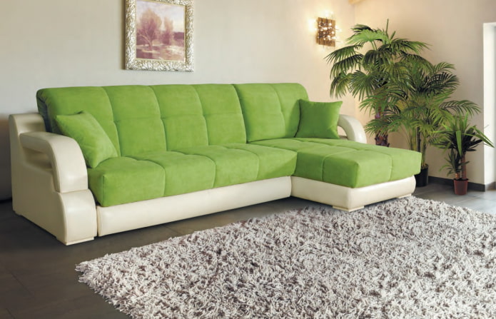 sofá delfín verde en el interior