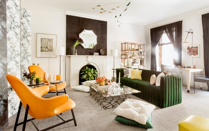 sofá verde con sillones