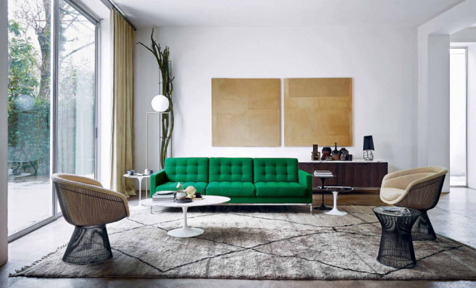 Sofá verde con sillones