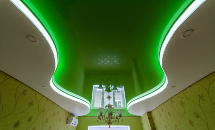 Tela elástica verde con iluminación de fondo