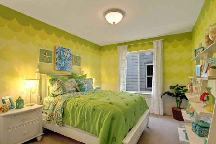 color verde claro en la habitación infantil