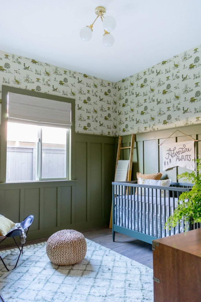 Habitación infantil en color oliva