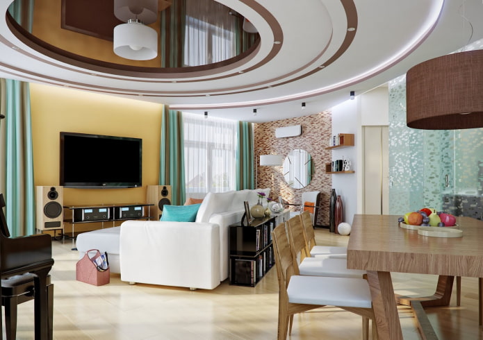 Tejido elástico brillante con efecto espejo en el interior